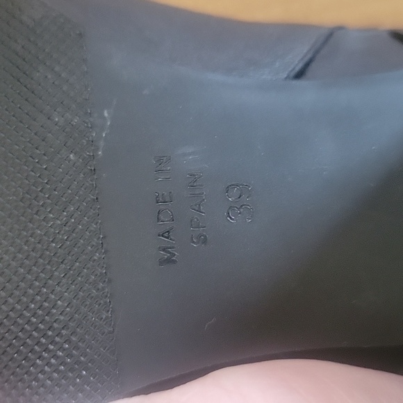 Angel Alarcon Leather Black Square Toe Chunky Heel Quilted Back boots Size 39 - Picture 10 of 11